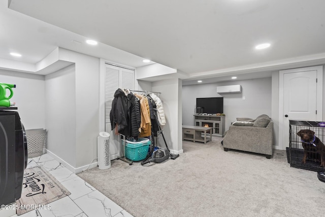 639 Longview Dr, Toms River, NJ 08753 - finished basement featuring an AC wall unit, recessed lighting, and baseboards