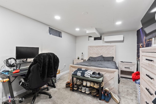 639 Longview Dr, Toms River, NJ 08753 - bedroom with a wall unit AC, carpet, recessed lighting, baseboards, and a desk