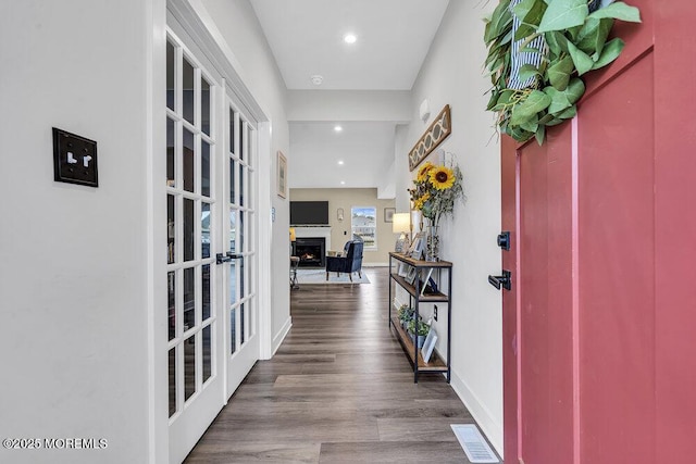 83 Weston Dr, Woolwich, NJ 08085 - corridor featuring wood finished floors, recessed lighting, french doors, and baseboards