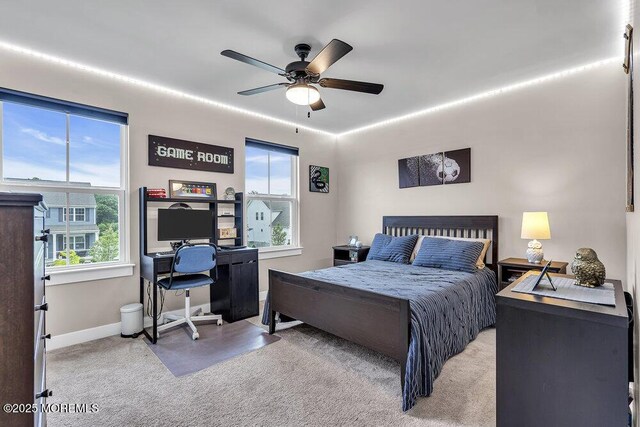 83 Weston Dr, Woolwich, NJ 08085 - bedroom featuring a desk, carpet flooring, baseboards, and a ceiling fan