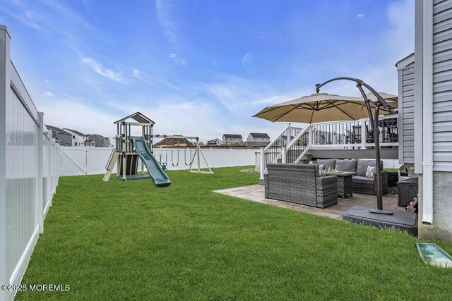 83 Weston Dr, Woolwich, NJ 08085 - view of yard with outdoor lounge area, a playground, and a patio