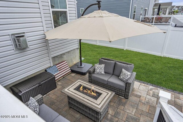 83 Weston Dr, Woolwich, NJ 08085 - view of patio featuring an outdoor living space with a fire pit
