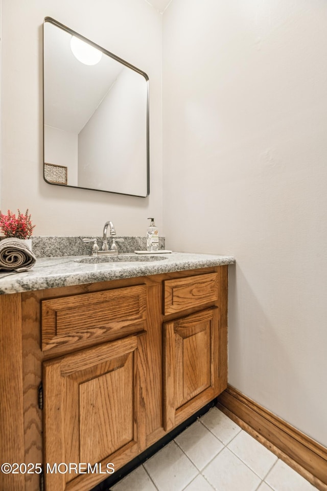 325 Oak Hill Rd, Red Bank, NJ 07701 - bathroom with tile patterned floors, vanity, and baseboards