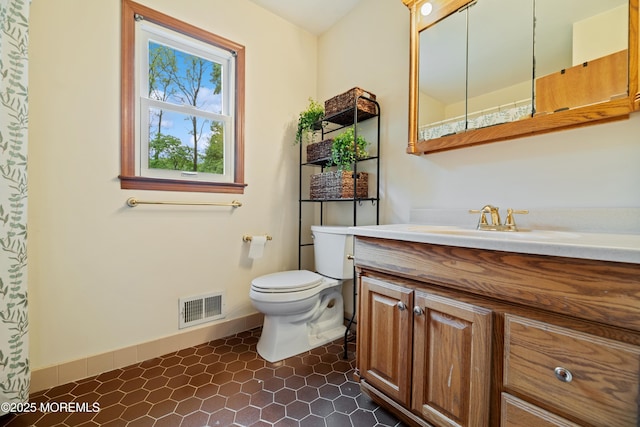325 Oak Hill Rd, Red Bank, NJ 07701 - bathroom with toilet, vanity, baseboards, and tile patterned flooring