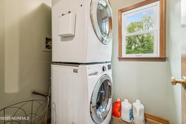 325 Oak Hill Rd, Red Bank, NJ 07701 - washroom with stacked washer / dryer