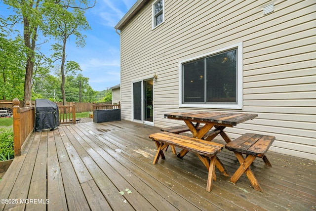325 Oak Hill Rd, Red Bank, NJ 07701 - wooden terrace featuring grilling area and outdoor dining space
