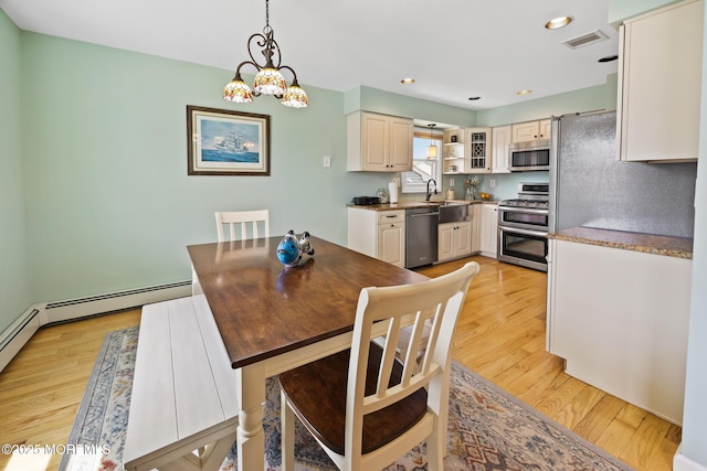 44 Cabana Dr, Brick, NJ 08723 - dining space featuring light wood-style flooring, a chandelier, and recessed lighting