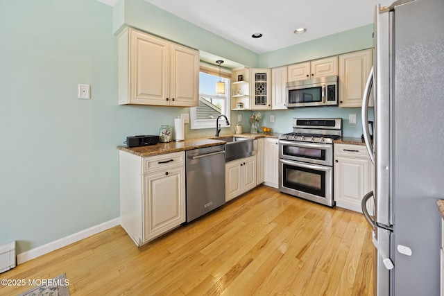 44 Cabana Dr, Brick, NJ 08723 - kitchen featuring appliances with stainless steel finishes, a sink, light wood-style floors, recessed lighting, and baseboards