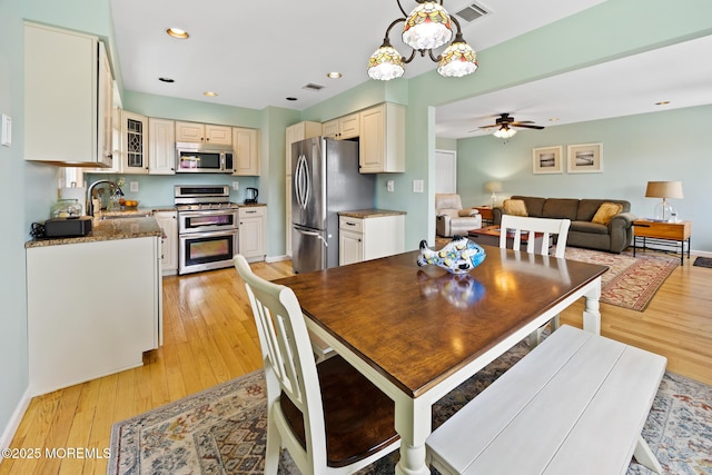 44 Cabana Dr, Brick, NJ 08723 - dining area with a ceiling fan, light wood-type flooring, baseboards, and recessed lighting
