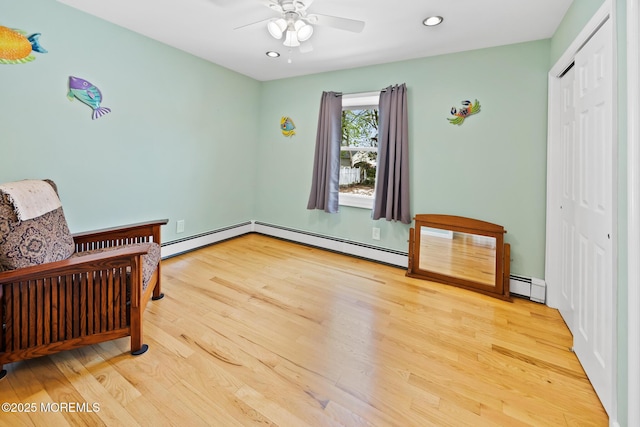 44 Cabana Dr, Brick, NJ 08723 - bedroom with a baseboard radiator, wood finished floors, and recessed lighting