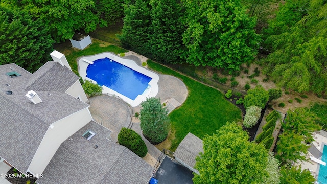 aerial view of a pool