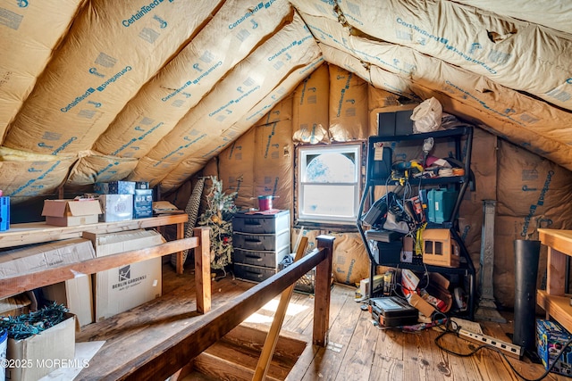 view of unfinished attic