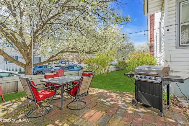 view of patio / terrace with area for grilling and outdoor dining space