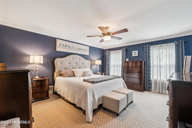251 Worth St, Brick, NJ 08724 - bedroom featuring ornamental molding, carpet, ceiling fan, and baseboards