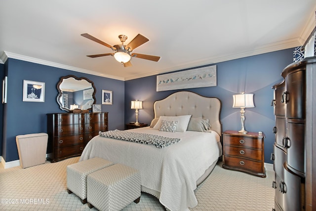 251 Worth St, Brick, NJ 08724 - bedroom featuring carpet, crown molding, baseboards, and ceiling fan
