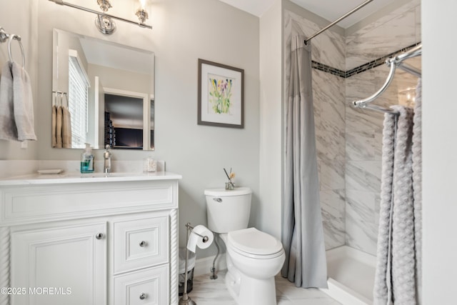 251 Worth St, Brick, NJ 08724 - full bath with toilet, a shower stall, vanity, marble finish floors, and baseboards
