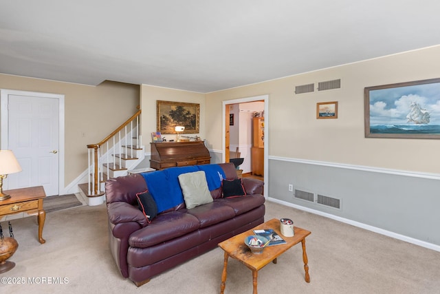 19 Kenyon Dr, Plumsted, NJ 08533 - living area featuring carpet flooring, stairs, and baseboards