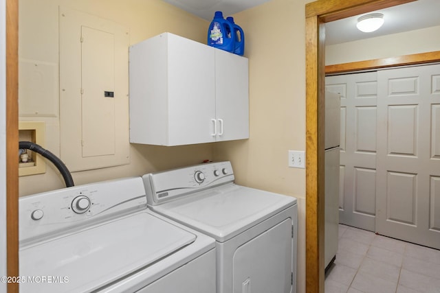 19 Kenyon Dr, Plumsted, NJ 08533 - washroom featuring cabinet space, independent washer and dryer, electric panel, and light tile patterned flooring