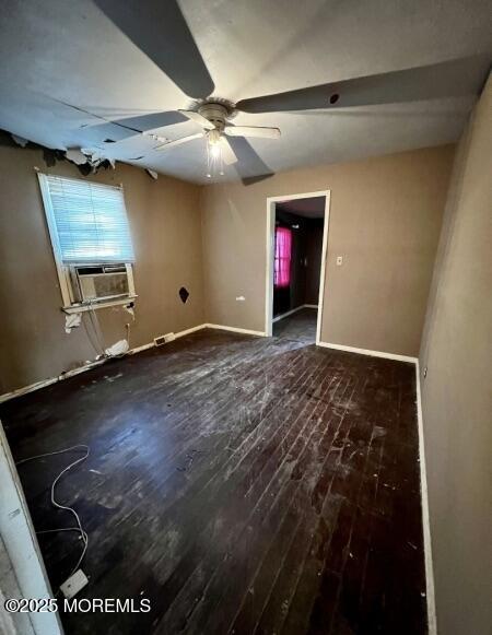 80 Seeley Ave, Keansburg, NJ 07734 - unfurnished room with hardwood / wood-style flooring, a ceiling fan, cooling unit, and baseboards