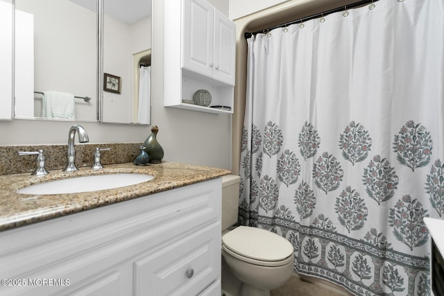 11 Joyce Ct, Tinton Falls, NJ 07724 - bathroom with vanity, toilet, tile patterned flooring, and curtained shower