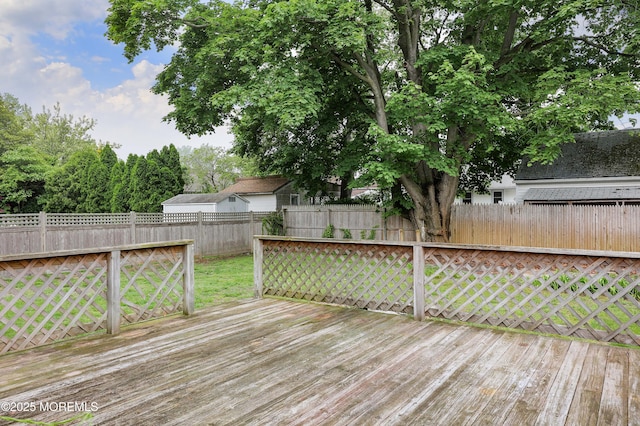 wooden deck featuring a fenced backyard