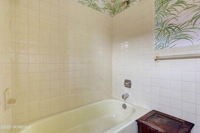 full bathroom with a tub to relax in