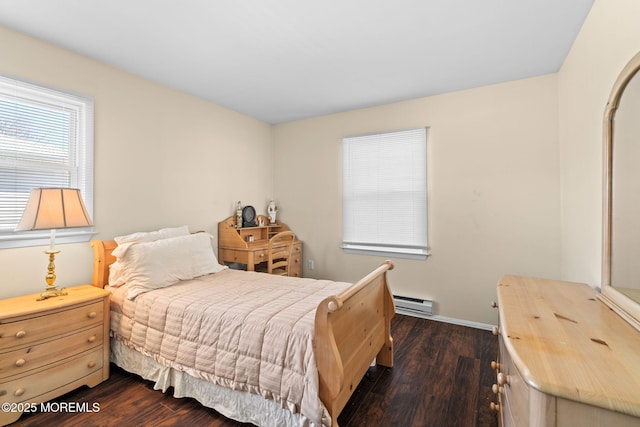63 Lauren Ln N, Brick, NJ 08723 - bedroom featuring a baseboard radiator, dark wood finished floors, and baseboards