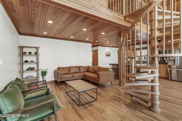 328 E Pleasant Grove Rd, Jackson, NJ 08527 - living area featuring stairway, light wood-style floors, recessed lighting, and baseboards