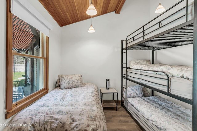 328 E Pleasant Grove Rd, Jackson, NJ 08527 - bedroom featuring wood ceiling, vaulted ceiling, and wood finished floors