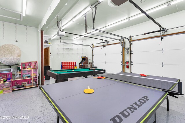 328 E Pleasant Grove Rd, Jackson, NJ 08527 - game room featuring speckle patterned floor, a garage, and pool table