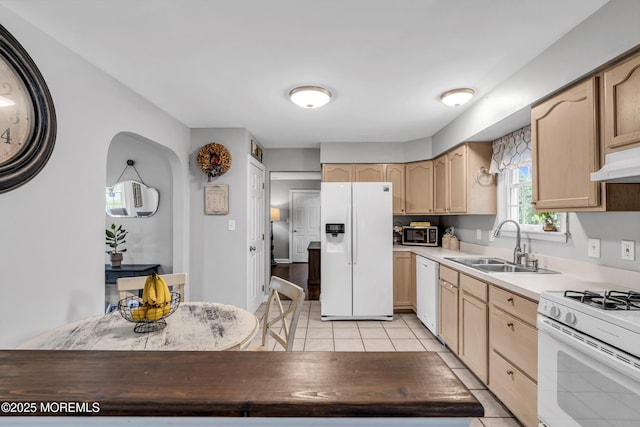 2124 3rd Ave, Toms River, NJ 08757 - kitchen with white appliances, a sink, light brown cabinets, light tile patterned flooring, and light countertops