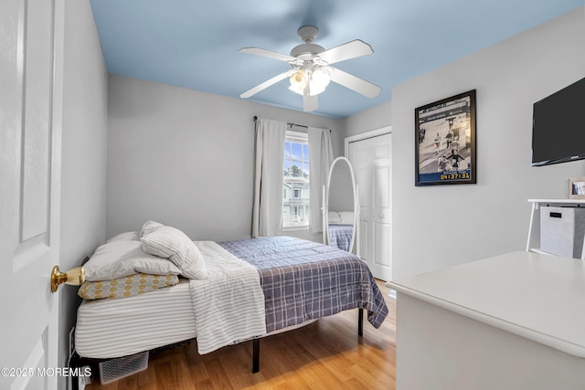 2124 3rd Ave, Toms River, NJ 08757 - bedroom featuring wood finished floors, a closet, and a ceiling fan