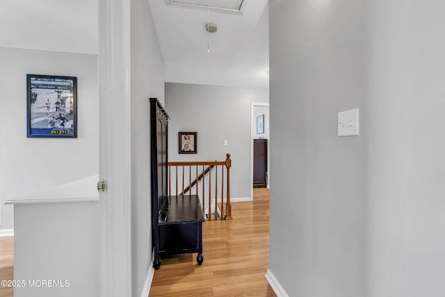 2124 3rd Ave, Toms River, NJ 08757 - hallway featuring an upstairs landing, light wood-type flooring, attic access, and baseboards