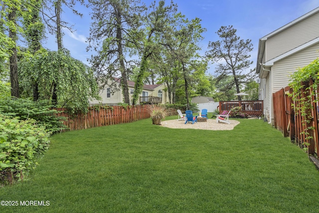 2124 3rd Ave, Toms River, NJ 08757 - view of yard with a fire pit and a wooden deck