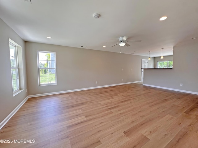 143 2nd Ave, Toms River, NJ 08757 - empty room featuring ceiling fan, light wood-style flooring, baseboards, recessed lighting, and a smoke detector