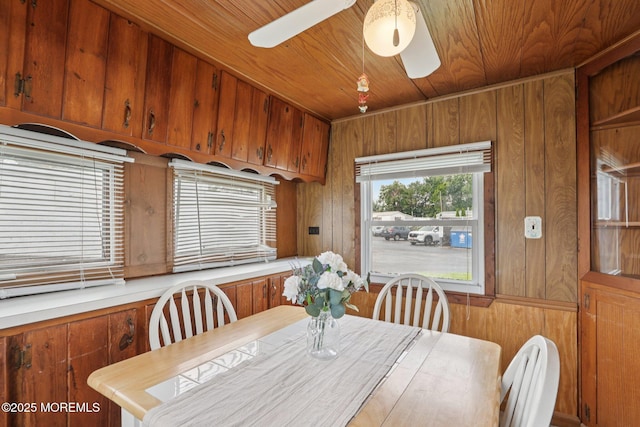 220 W Sylvania Ave Unit 16, Neptune City, NJ 07753 - dining area with wooden walls, a ceiling fan, and wood ceiling