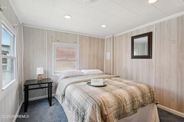 220 W Sylvania Ave Unit 16, Neptune City, NJ 07753 - carpeted bedroom with multiple windows, wood walls, recessed lighting, and crown molding