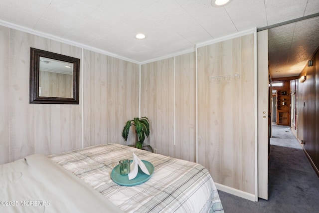 220 W Sylvania Ave Unit 16, Neptune City, NJ 07753 - carpeted bedroom featuring crown molding, wooden walls, and recessed lighting