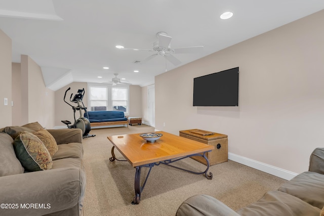 3 Sunset Dr, Asbury Park, NJ 07712 - living area featuring ceiling fan, carpet floors, baseboards, and recessed lighting