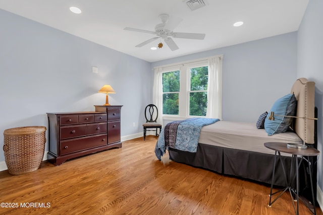 3 Sunset Dr, Asbury Park, NJ 07712 - bedroom with light wood-style floors, baseboards, recessed lighting, and ceiling fan