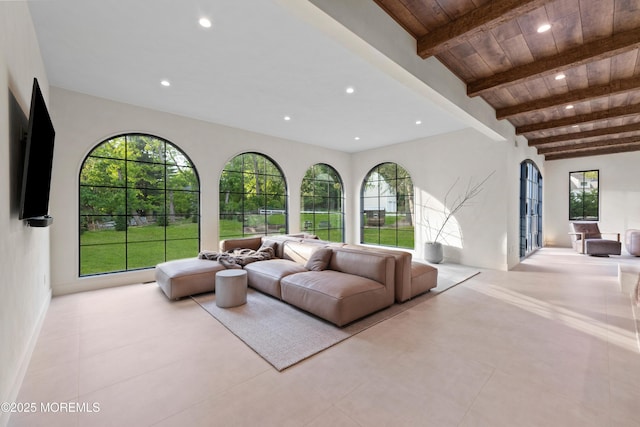 1 Preakness Way, Colts Neck, NJ 07722 - living area with recessed lighting and wood ceiling
