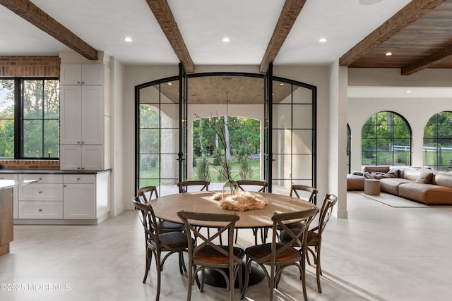 1 Preakness Way, Colts Neck, NJ 07722 - dining space featuring beamed ceiling and recessed lighting