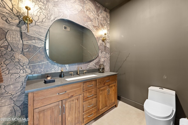 1 Preakness Way, Colts Neck, NJ 07722 - bathroom featuring vanity, toilet, and decorative backsplash