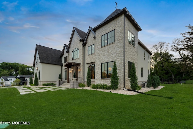 1 Preakness Way, Colts Neck, NJ 07722 - back of property with stone siding and a yard