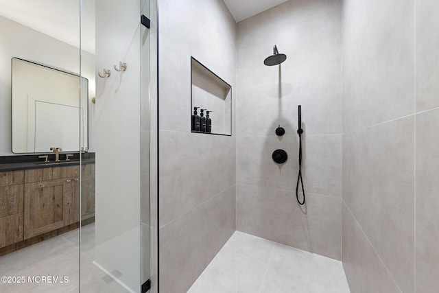 1 Preakness Way, Colts Neck, NJ 07722 - full bath with a tile shower, vanity, and tile patterned floors