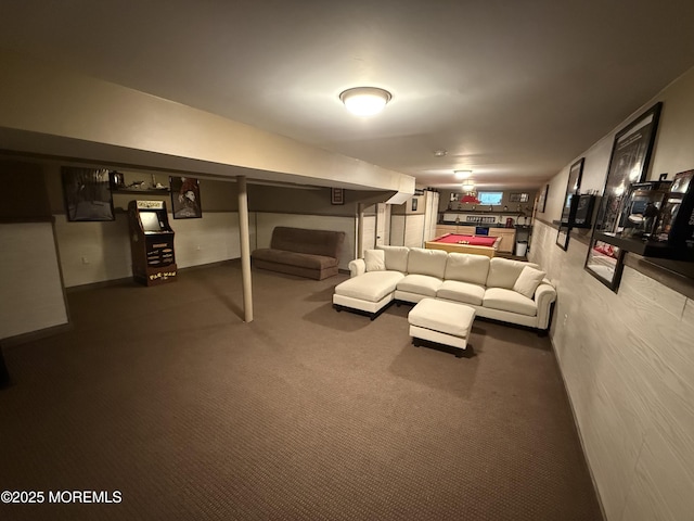 living room with carpet flooring