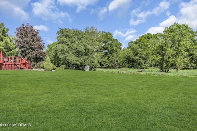 8 Eileen Ln, Marlboro, NJ 07746 - view of green lawn with a wooden deck