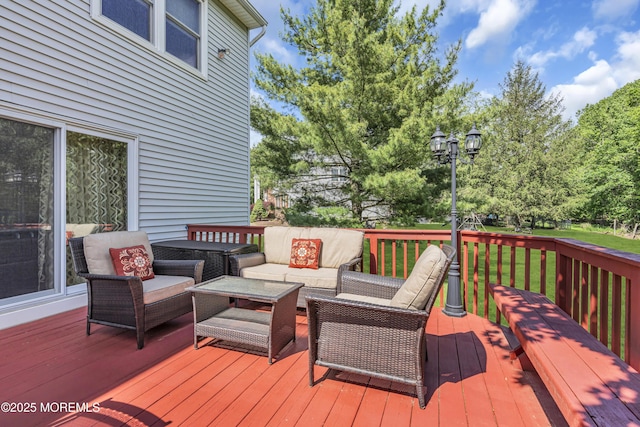 8 Eileen Ln, Marlboro, NJ 07746 - wooden deck with an outdoor living space and a lawn