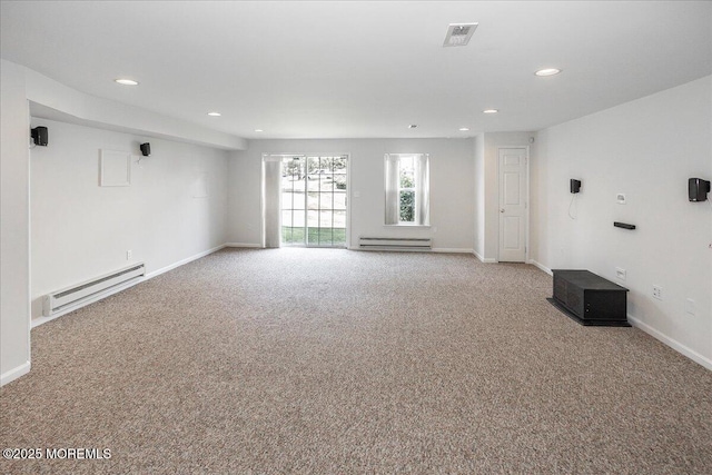 24 Hanna Ln Unit 304, Laurence Harbor, NJ 08879 - empty room with baseboard heating, carpet flooring, recessed lighting, and baseboards