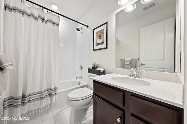 22 Imlay Ln, Farmingdale, NJ 07727 - bathroom featuring toilet, shower / bath combination with curtain, vanity, and tile patterned floors